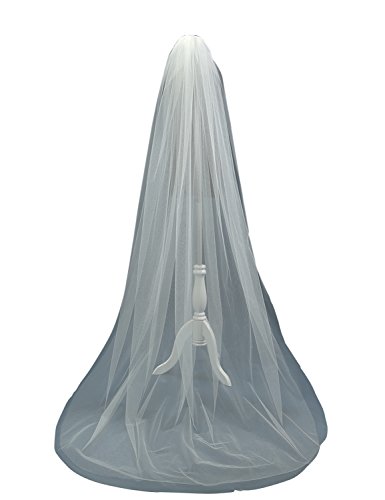 Anmor 2T Long Wedding Veils 3M Tulle Bridal Veil Ivory with Comb - Thumbnail 2