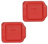 Pyrex Red Plastic Lid for 2 Quart 8-inch Square Baking Dish #222-PC (2-Pack)