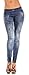 Amour- Sexy Denim Look Faux Jean Blue Stretchy Leggings Tights Pants Jegging (Gray Blue Denim Like)