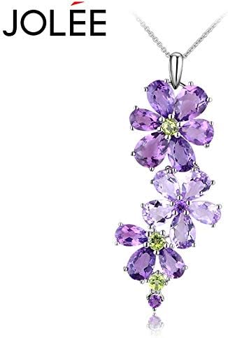 WANGHHH Necklace Natural Amethyst S925 Silver Pendant Korean Simple Color Gemstone With Spring New Jewelry Clavicle Necklace