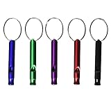 SPHTOEO 5PCS Aluminum Emergency Whistle Survival Whistle with Keychain Key Ring (5 Colors)