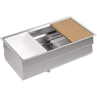 KOHLER Prolific 33 inch Workstation Stainless Steel Single Bowl Kitchen Sink with included Accessories, 11 inches deep, 18 gauge, Undermount installation K-5540-NA