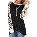 TIANRUN Women's O-Neck Autumn Long Sleeve Cotton Leopard Loose Tops Plus Size