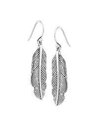 Plata de ley Silpada "grabada Feather Drop arete