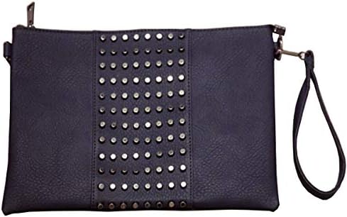 FiveloveTwo Women Rivet Handbag Purse Clutch Multifunctional Satchel Shoulder Tote PU Top-handle Bag Black