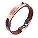 UHIBROS Stainless Steel Leather Bracelet, Men's Leather Rope Wrist Bracelet 8.3 Inch (Grey)