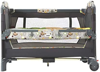 Portable Foldable Crib Multifunctional Children's Play Bed Shaker Travel Cot (Color : A, Size : 110X65X70CM)