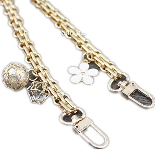 Metal Pearl Shape Golden Flat Width 12mm Chain Tone Mini Purse/Shoulder/Cross Body Bag Replacement Purse Strap DIY (47 inch)