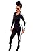 Bodycon4U Women Stripes Spandex Zentai Long Sleeve Unitard Bodysuit Sport Bodycon Jumpsuit Romper (Large, Black)