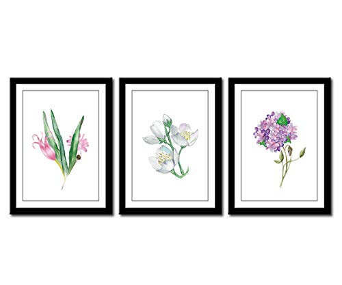 Canvas Wall Art Flowers Picture with Black Frames Colorful Blossom
Artwork Simple Life Watercolor Painting Prints Contemporary Wall Art
for Office Wall Decor Home Decorations 12" x 16" x 3 Pieces