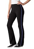 Women's Plus Size Petite Stretch Bootcut Yoga Pants With Side Stripes