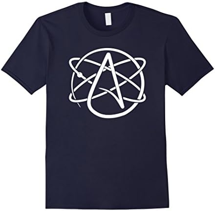 Mens Atheist Atheism Science Atom Logo T-Shirt 2XL Navy