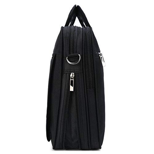 Borsa del computer portatile da 15.6 pollici Scomparti multipli Borsa da lavoro a tracolla impermeabile per tablet-Nero 1