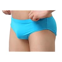 Smallwin Men Breathable Pure Color Low Rise Ice Silk Underwear Briefs Light Blue S