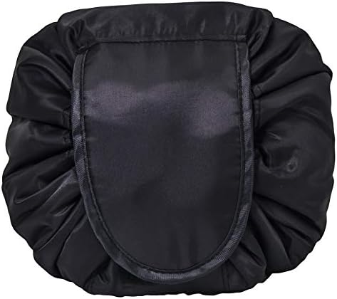 Lazy Makeup Bag Drawstring Cosmetic Bag Magic Travel Pouch Portable Waterproof Organizer Bags for Women,Black