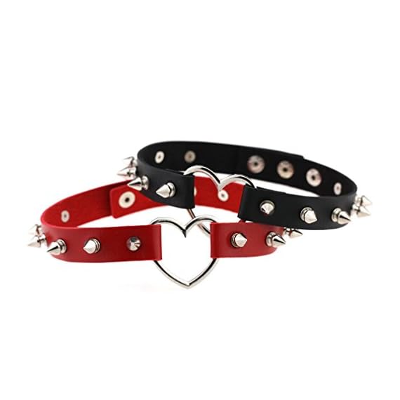 TISDA-2pcs-Vintage-Collar-Gothic-Rivet-Leather-Spiked-Heart-Necklace-Neckband-Choker