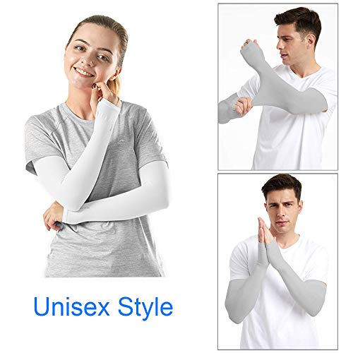 Arm Sleeves for Women Men UV Protection Cooling, Talshy Sleeves to Cover Arms Warmers Sports Compression Sleeves Tattoo Covers with Cooling Towel for Boy Girls Cycling Running Basketball Football Gray