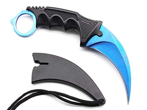 Nvetls CSGO Knife Sharp Pocket Knives with Sheath for Outdoor, Camping and Game Fans (Blue) (Best Knife In Csgo)