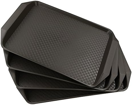 HOMMP Plastic Rectangular Non-slip Serving Trays, 17-Inch x 11.8-Inch, Heavy Duty, Set of 4