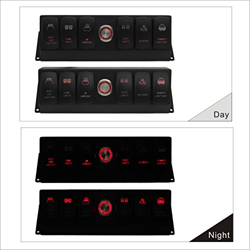 Voswitch Universal 6-Switch Pod/Panel in Red Backlight with Control and Relay Box Fits Truck,UTV, Jeep and Boat(Comes with 12 Switch Covers) - Thumbnail 3