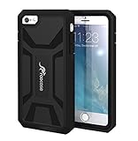 iPhone 6s Case, roocase KAPSUL Series PC/TPU Hybrid Armor Military Case with Front Cover and Built-in Screen Protector for Apple iPhone 6 / 6s (2015), Black