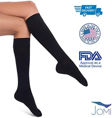 JOMI COMPRESSIONKnee High Collection, 20-30mmHg Opaque Closed Toe 230 (Large, Black)