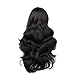 Long Wavy Wigs Black Synthetic Wigs for Women Natural Looking Black Wavy Wig Long Wavy Middle Part Heat Resistant Replacement Wig Black Full Wig