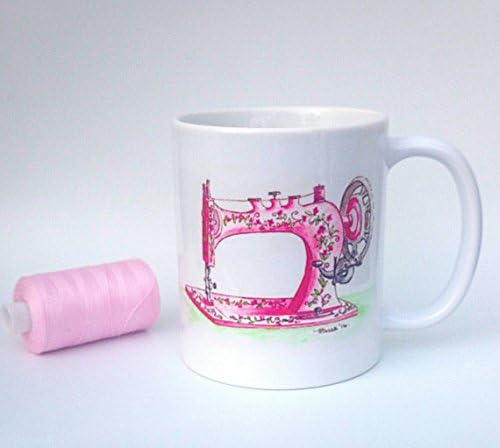 Vintage Sewing Machine Mug, Art Mug.