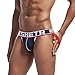 BSHETR Men's Jockstrap Athletic Supporters Underwear, Blue Sexy Mesh Low Rise Breathable Performance Jock Strap (R388-BLUE, L)