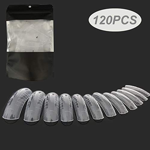 120PCS Dual Forms False Nail Mold Acrylic Nail System Forms Clear Full Cover Polygel UV Gel Nail Tips Molds 12 Size With Scale by BEST BEAUTY