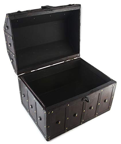Well Pack Box Treasure Chest Pirate 16"x 12"x 12" Lock Skeleton Keys Doubloon Accents in Antique Cherry Stain (Extra Large) - Thumbnail 5