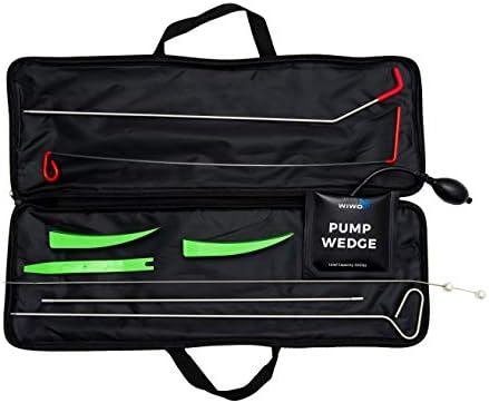 Wiwo Full Professional Tool Kit - Emergency Automotive Tools - Long Reach Grabber with Air Wedge, Knobb Grabber, Non-Marring Wedges, Pry Tool - 9 Piece Set with Carrying Case for Car