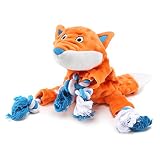 Plush Dog Toy, Fox Pattern Stuffingless Dog Rope Toy with 2 Squeakers for Small Medium Dog Pets
