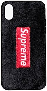 iPhone X (5.8"), Supreme Fashion Box Logo Cool Fresh Clear Grip Soft Transparent Clear Case Cover TPU Notch Protective For iPhone X (Black Felt, iPhone X)