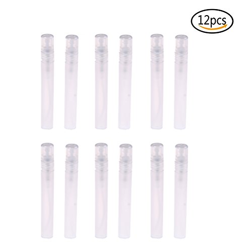 Yiphates 12pcs Mini Clear 10ml Atomizer Plastic Bottle Spray Refillable Perfume Empty Sample Bottle for Travel