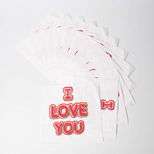 image for Xieda 80 Pack Valentine's Day Disposable Paper Napkins Cocktail Bevera