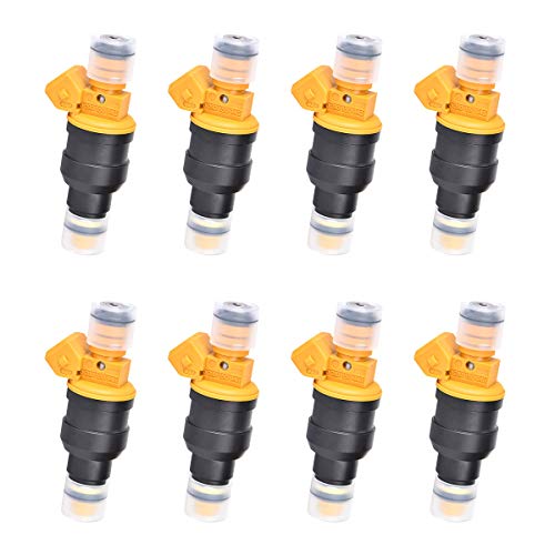 280150943 0280150939 0280150909 New Fuel Injector Set of 8, Fits 1992-2004 Ford E250, F150, F250, F350, E350, Mustang, Lincoln and Mercury 4.6L, 5.0L, 5.4L, 5.8L Vehicles (Yellow)