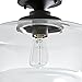 Amazon Brand – Stone & Beam Schoolhouse Semi-Flush Mount Ceiling Fixture With Light Bulb And Clear Glass Shade - 11 x 11 x 10.5 Inches, Matte Black
