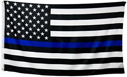 Tradewinds Thin Blue Line Flag (3 by 5 Foot) - Large US Flag with Brass Grommets - 100% Super Polyester Material - Black White and Blue American Police Flag Honoring Law Enforcement Officers