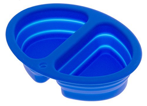 AAVOL 2 in 1 Collapsible Pet Bowl, Blue Feeding Bowl for Dog and Cat, Travel 2 Sided Bowl, Food Grade Silicone, BPA Free, FDA Approved, Foldable, Portable, Expandable, Free Carabiner