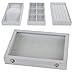 MILIJIA Stackable Jewelry Tray with Glass Lid, Drawer Insert Display Show Case, Dresser Organizer for Ring Stud, Necklace Holder Storage Box Chest, Light Grey