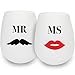 SerialDrinkers Mr & Ms Fun German Food Grade Silicone Wine Glass Dual Pack, 2 Pieces Of Romantic, Unbreakable, Versatile, Lightweight 12 Oz Cups, Non-toxic And Flexible White Color Glasses