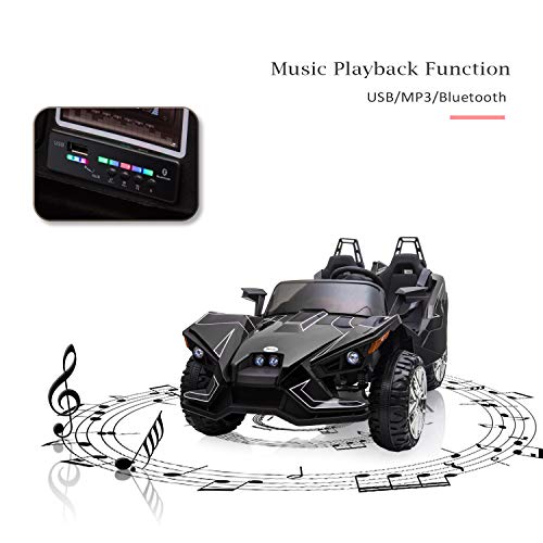 BAHOM Kids Ride On Car 2 Seats with Remote Control, 12V Kids Electric Vehicle with Manual/Parental Modes, Light/MP3/Volume Control (Black)