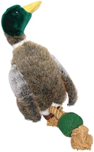 House of Paws Plush Duck Large with Tennis Ball, yellow