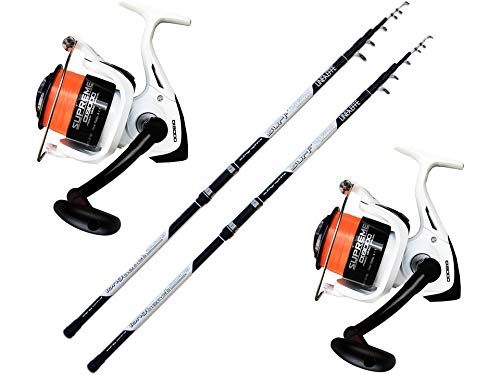 Kit De Pêche Avec 2 cannes Surfcasting Long Cast + 2 moulinets Trabucco Dayton 8000