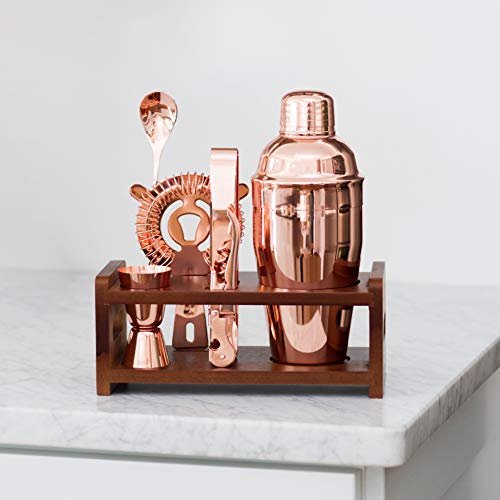 Barkeeper-Set, Kupfer, 7-teilig, Pariser Cocktail-Mixologie-Set, Roségold, Shaker mit Stößel, Ausgießer, Sieb und… – Bild 5