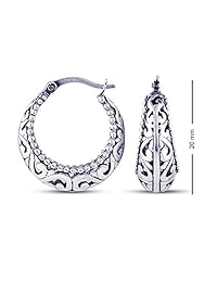 Charmsy Sterling Silver Jewelry Filigree Cut Click Top Hoop Earring for Teen Girl And Women