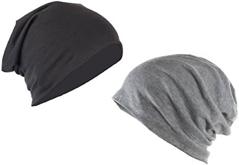 HOZIE Solid Skull Black and Grey Beanie Cap Pack of 2