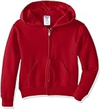 Jerzees Youth Full Zip Hooded Sweatshirt, True Red, Large