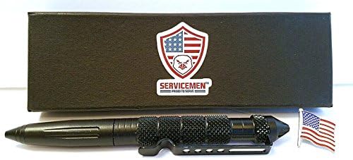Aircraft Aluminum Tactical Pen with American Flag Lapel Pin / Tie Tack Gift Set